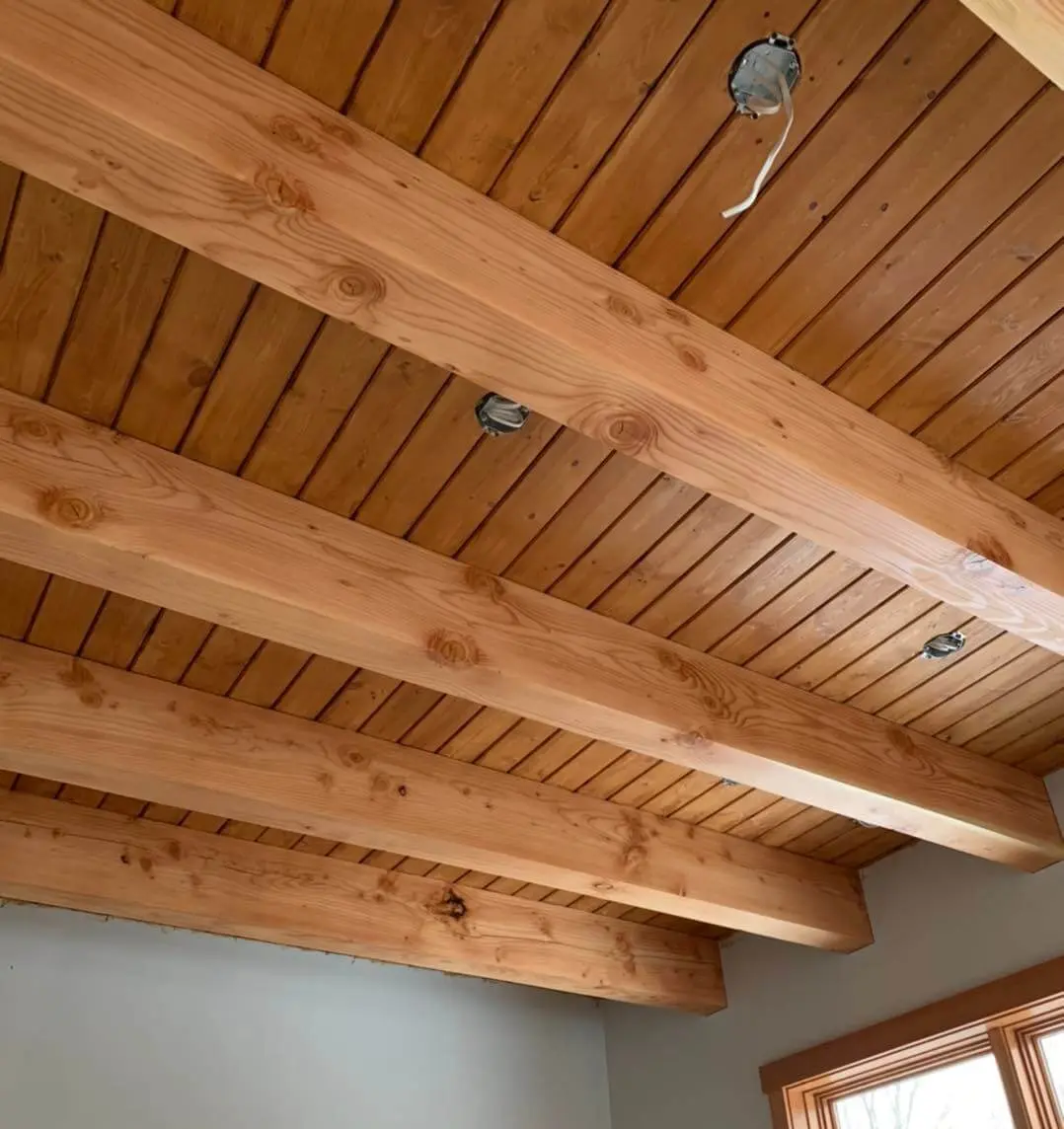 wood ceiling staining