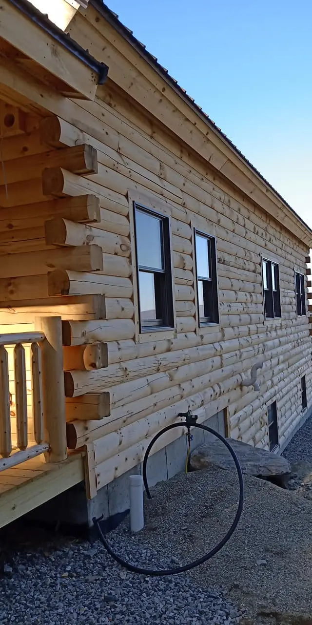 log cabin staining before image