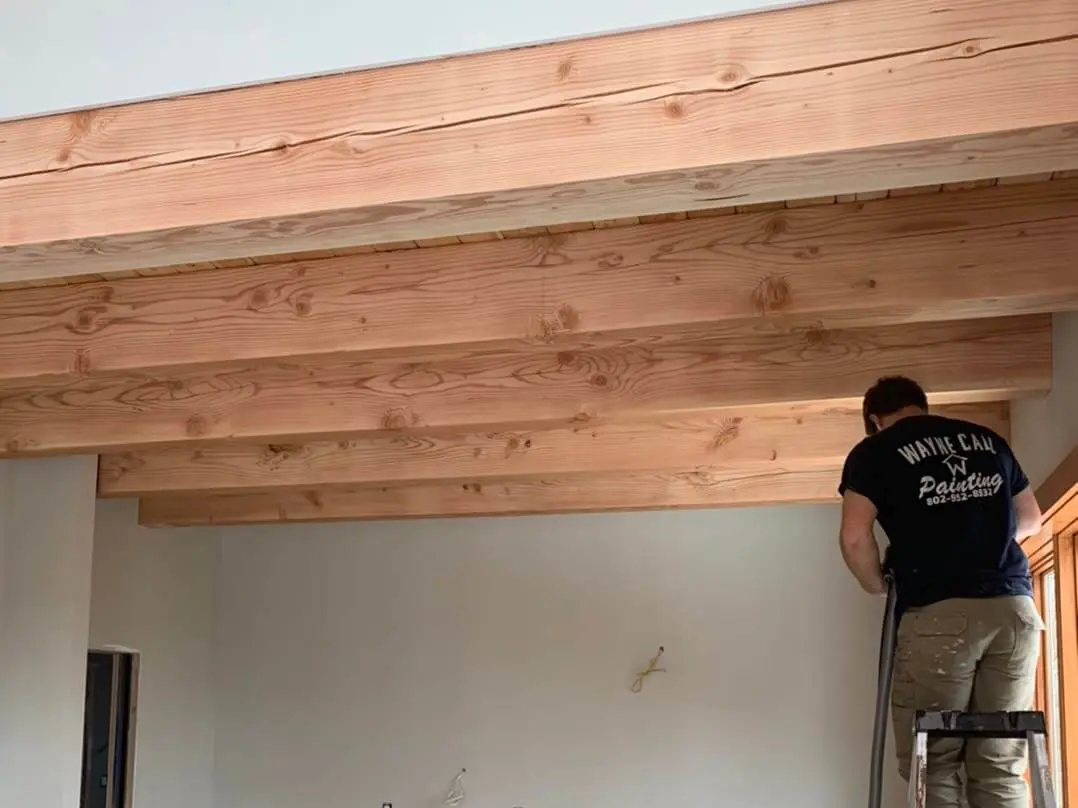 wood ceiling staining