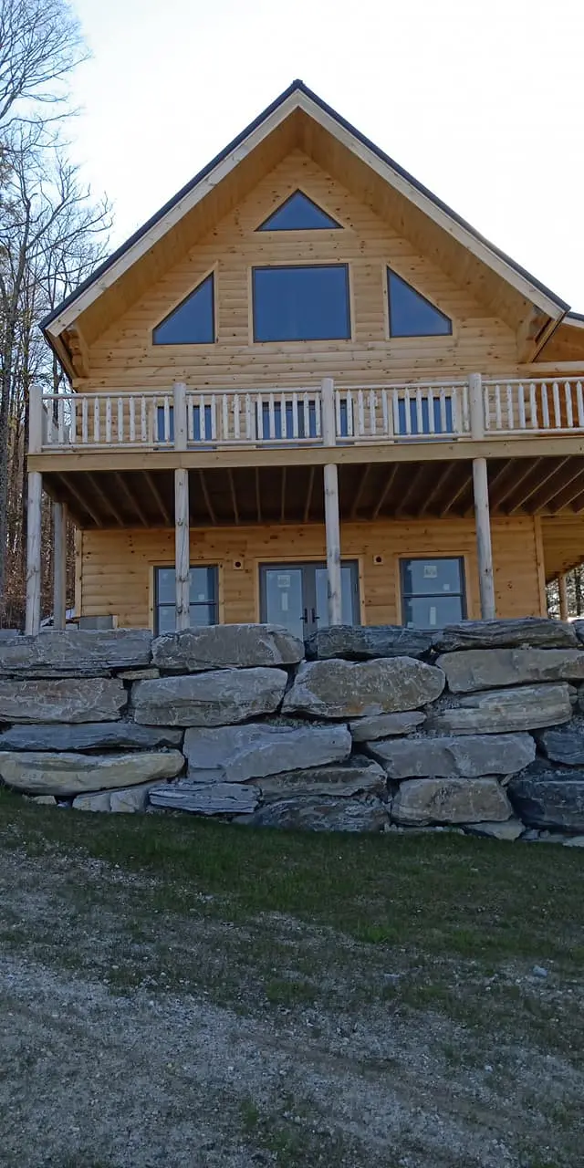 log cabin staining before image